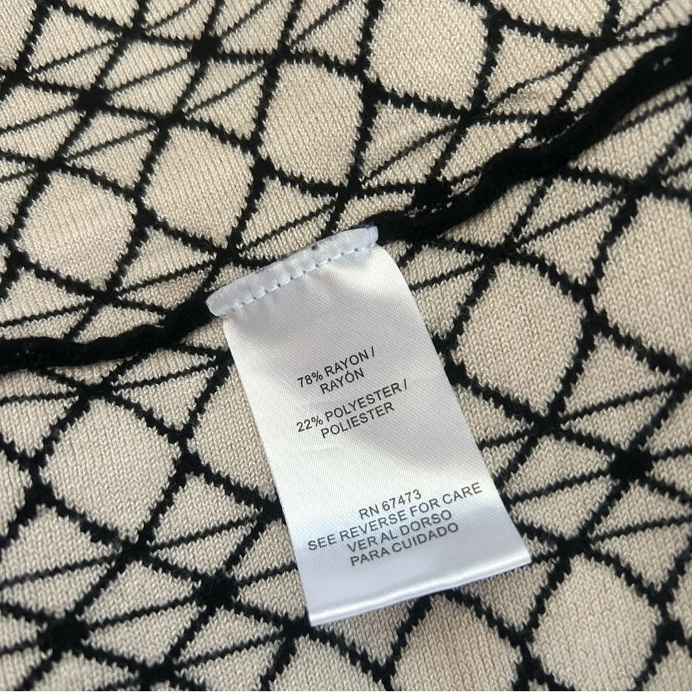 Danny & Nicole Black Cream Geometric Knit Fit & Flare Dress Size M - Picture 4 of 4